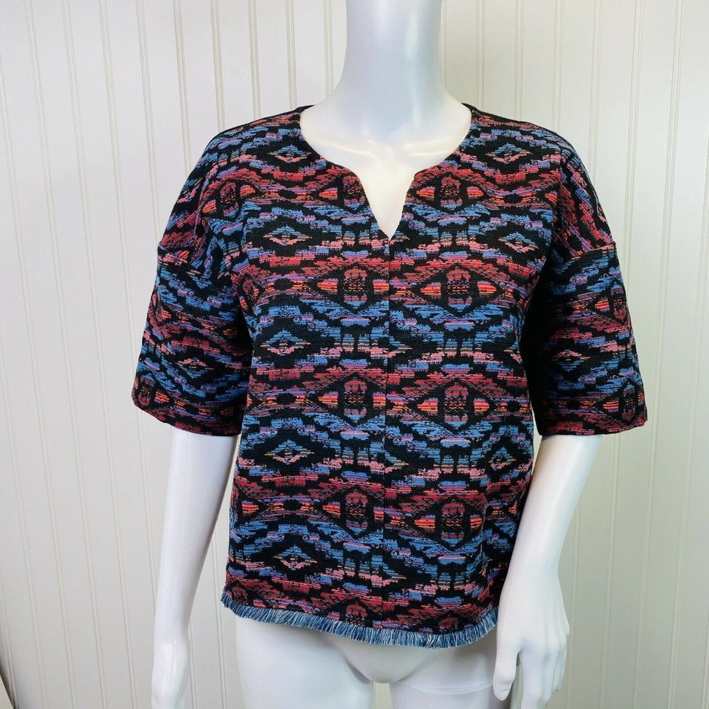 Anthropologie Weston Wear Top Black Fringe Hem